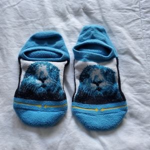 MERGE4 - Dave Nelson Otter Animal Ocean No Show Socks, Large